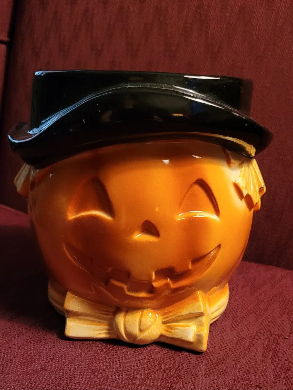 Vintage scarecrow Jack O Lantern pumpkin planter pot